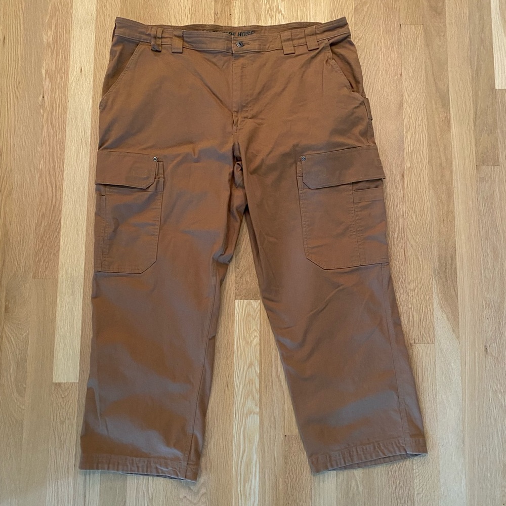 Duluth Trading Mens Brown Relaxed Fit Flex Fire Hose Cargo Pants / Size 46 x 30